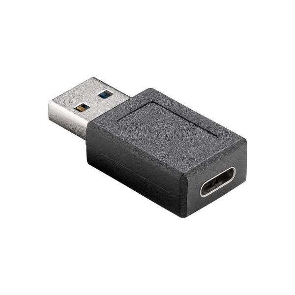 Adapter USB | USB 3.0 Stecker (Typ A)/USB-C-Buchse gerade, schwarz
