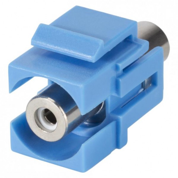Cinch (RCA), 2-pol , Kunststoff-, Patch-Einbau, vernickelte(r) Kontakt(e), Keystone Clip-In, blau