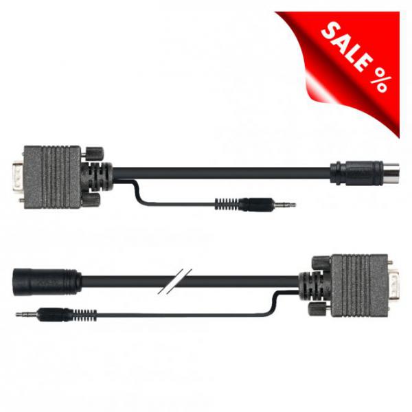 Adapterkabel | VGA 15-pol HQ male + Miniklinke male 3,5 mm stereo gerade, schwarz