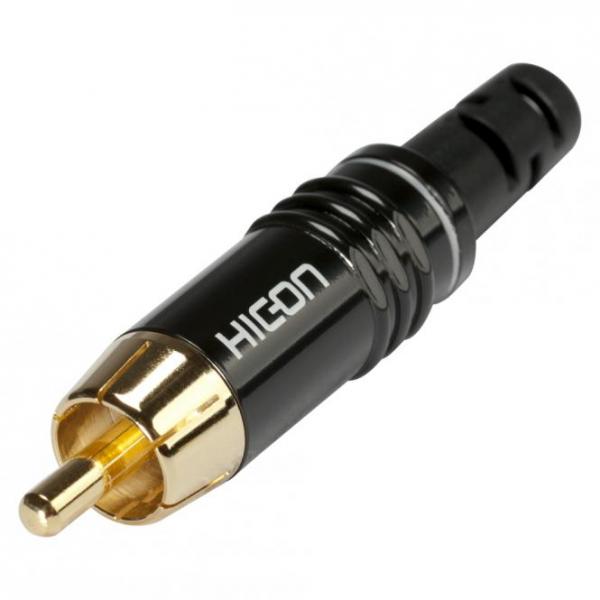 HICON Cinch (RCA), 2-pol , Metall-, Löttechnik-Kabelstecker, vergoldete(r) Kontakt(e), gerade, neutr