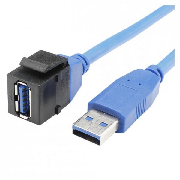 USB 3.0, Kunststoff-, Patchkabel-Einbau, vernickelte(r) Kontakt(e), Keystone Clip-In, schwarz