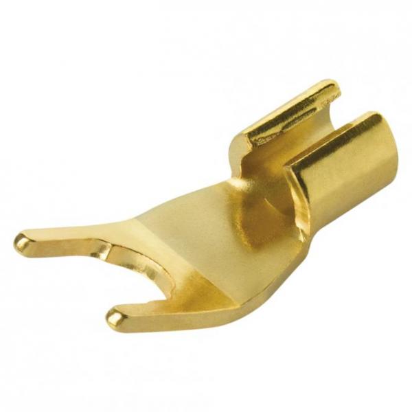 HICON Kabelschuh, 1-pol , Metall-, Crimp-Kabelstecker, vergoldete(r) Kontakt(e), abgewinkelt, gold